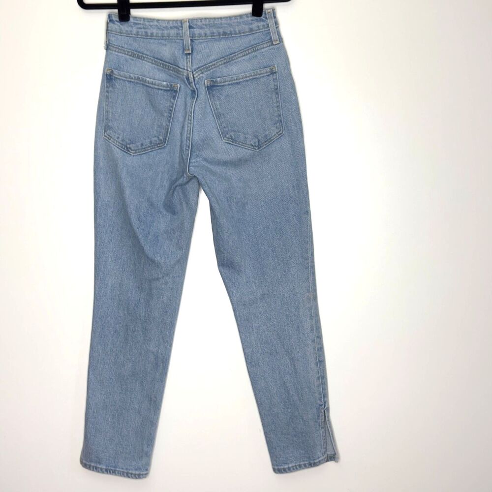 Old Navy OG Straight Jeans Blue High Rise Slit Ankle Women's Size 2 - Picture 3 of 8